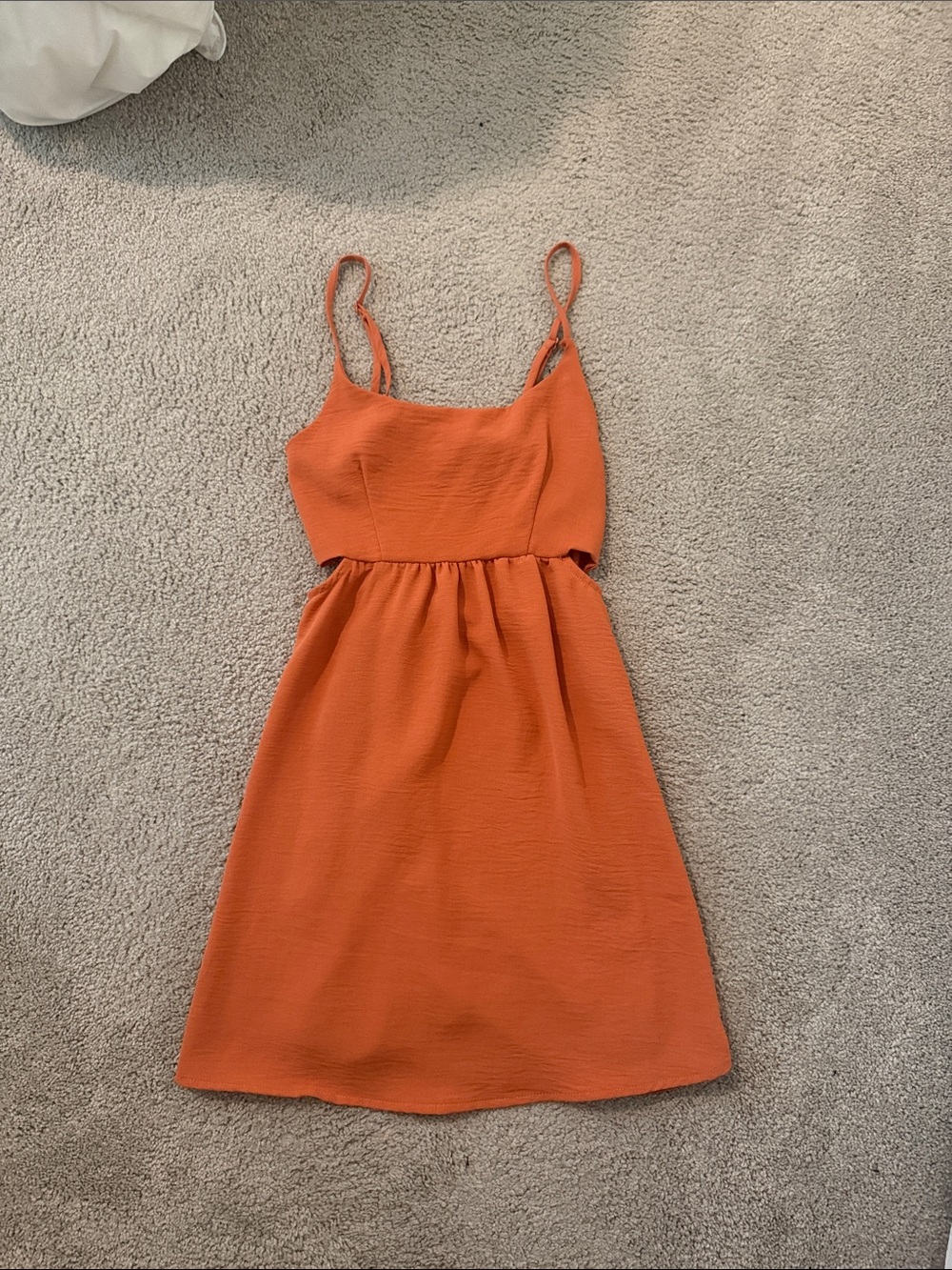 Rust Orange Spaghetti Strap Cutout Dress